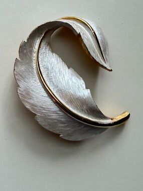 Vintage Silver and Gold Leaf Brooch - Women Jewelry
